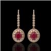 Image 1 : 9.25 ctw Certified Ruby & Diamond Victorian Earrings 14K Rose Gold - REF-249G6W