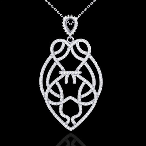 1.80 ctw Micro Pave VS/SI Diamond Heart Necklace 14k White Gold - REF-178M2G