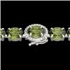 Image 1 : 17.25 ctw Green Tourmaline & VS/SI Diamond Micro Bracelet 14k White Gold - REF-172W8H