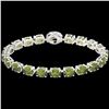 Image 2 : 17.25 ctw Green Tourmaline & VS/SI Diamond Micro Bracelet 14k White Gold - REF-172W8H