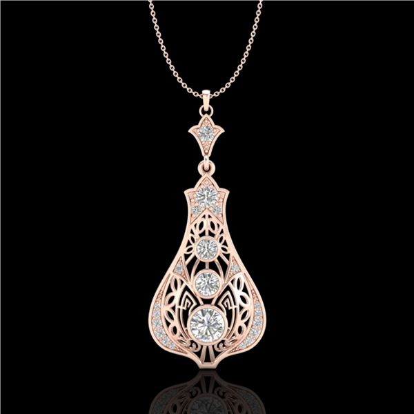 1.75 ctw VS/SI Diamond Solitaire Art Deco Stud Necklace 18k Rose Gold - REF-272G8W