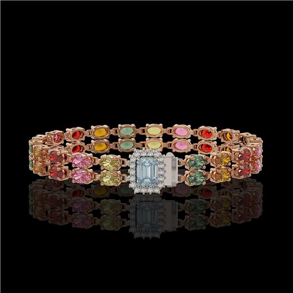 19.34 ctw Sapphire & Diamond Bracelet 14K Rose Gold - REF-236H4R