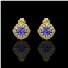 Image 1 : 5.09 ctw Tanzanite & Diamond Victorian Earrings 14K Yellow Gold - REF-152N5F