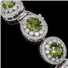 Image 3 : 44.22 ctw Tourmaline & Diamond Victorian Bracelet 14K White Gold - REF-1342G4W