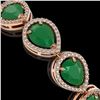 Image 3 : 30.06 ctw Emerald & Diamond Micro Pave Halo Bracelet 10k Rose Gold - REF-393R3K