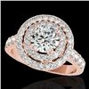 Image 1 : 3 ctw Certified Diamond Solitaire Halo Ring 10k Rose Gold - REF-422R8K