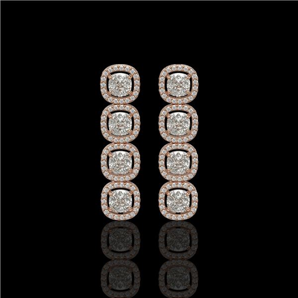 5.28 ctw Cushion Cut Diamond Micro Pave Earrings 18K Rose Gold - REF-668X2A