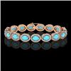 Image 1 : 15.83 ctw Turquoise & Diamond Micro Pave Halo Bracelet 10k Rose Gold - REF-260H8R