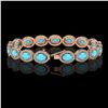 Image 2 : 15.83 ctw Turquoise & Diamond Micro Pave Halo Bracelet 10k Rose Gold - REF-260H8R