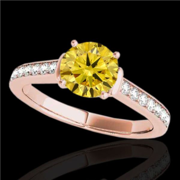 1.5 ctw Certified SI/I Fancy Intense Yellow Diamond Ring 10k Rose Gold - REF-204A5N