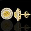 Image 2 : 2 ctw Citrine & Micro Pave VS/SI Diamond Stud Earrings 18k Yellow Gold - REF-85G5W