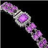 Image 2 : 13.83 ctw Amethyst & Diamond Bracelet 14K White Gold - REF-236A4N