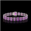 Image 3 : 13.83 ctw Amethyst & Diamond Bracelet 14K White Gold - REF-236A4N