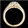 Image 2 : 2.05 ctw Certified Diamond Solitaire Halo Ring 10k Yellow Gold - REF-381G8W