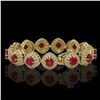 Image 2 : 37.35 ctw Certified Ruby & Diamond Victorian Bracelet 14K Yellow Gold - REF-928W2H