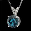 Image 2 : 1.26 ctw Certified Intense Blue Diamond Necklace 10k White Gold - REF-121W5H