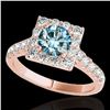 Image 1 : 2 ctw SI Certified Blue Diamond Solitaire Halo Ring 10k Rose Gold - REF-158K2Y
