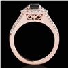 Image 2 : 1.7 ctw Certified VS Black Diamond Solitaire Halo Ring 10k Rose Gold - REF-81N8F