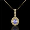 Image 2 : 4.77 ctw Tanzanite & Diamond Victorian Necklace 14K Yellow Gold - REF-169N8F