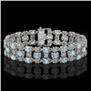 Image 1 : 13.12 ctw Aquamarine & Diamond Row Bracelet 10K White Gold - REF-245W5H