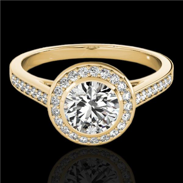 1.3 ctw Certified Diamond Solitaire Halo Ring 10k Yellow Gold - REF-197R8K