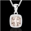 Image 2 : 3 ctw Morganite & Micro VS/SI Diamond Pave Necklace 18k White Gold - REF-81M8G