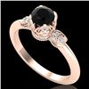 Image 1 : 1 ctw Fancy Black Diamond Engagment Art Deco Ring 18k Rose Gold - REF-80R2K