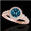 Image 1 : 1.50 ctw SI Certified Fancy Blue Diamond Solitaire Halo Ring 10k Rose Gold - REF-133K6Y