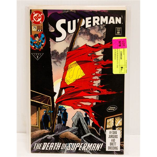 DC COMICS SUPERMAN #75 THE DEATH OF SUPERMAN