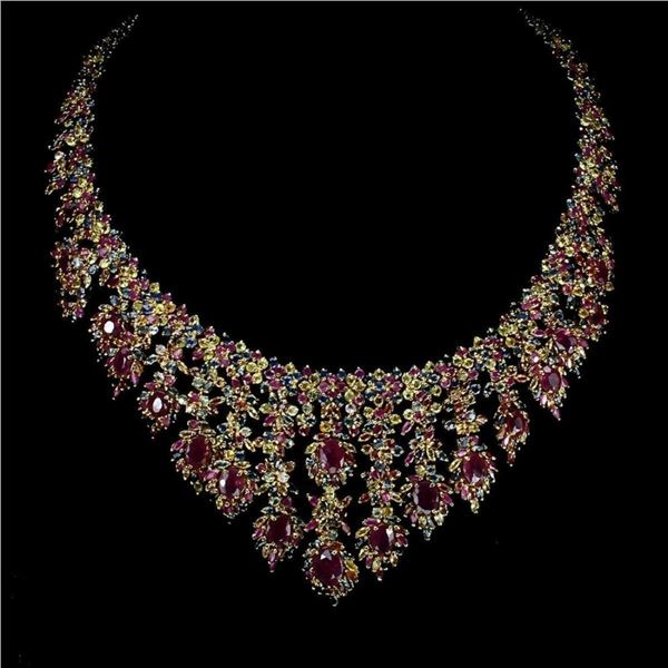 Natural Top Red Ruby & Fancy Sapphire 728 Cts Necklace