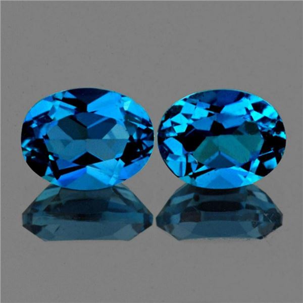 Natural  AAA London Blue Topaz Pair {Flawless-VVS1}