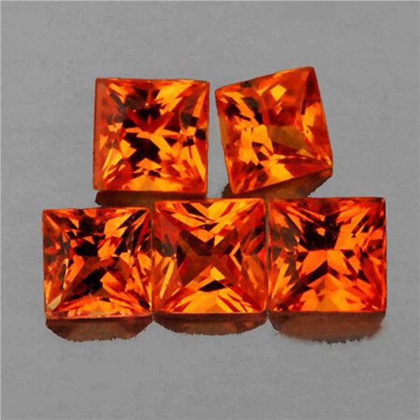 Natural Princess Cut Golden Orange Sapphire - FL