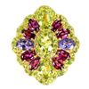 Image 1 : Natural Peridot, Chrome Diopside, Garnet Ring