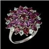 Image 1 : Natural Rhodolite Garnet Tanzanite Tourmaline Ring