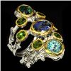 Image 1 : Natural Stunning Blue Tanzanite, Zircon & Diopside Ring