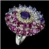 Image 2 : Natural Sapphire Amethyst Aquamarine Garnet Ring