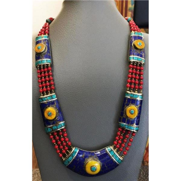 Tibet Natural Stone Tribal Queen Royal Necklace