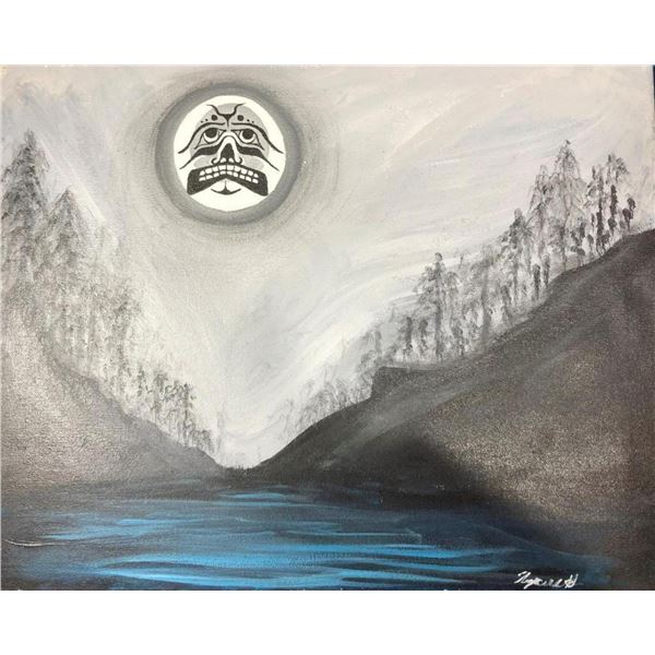 West Coast Native Original Winter Moon Painting