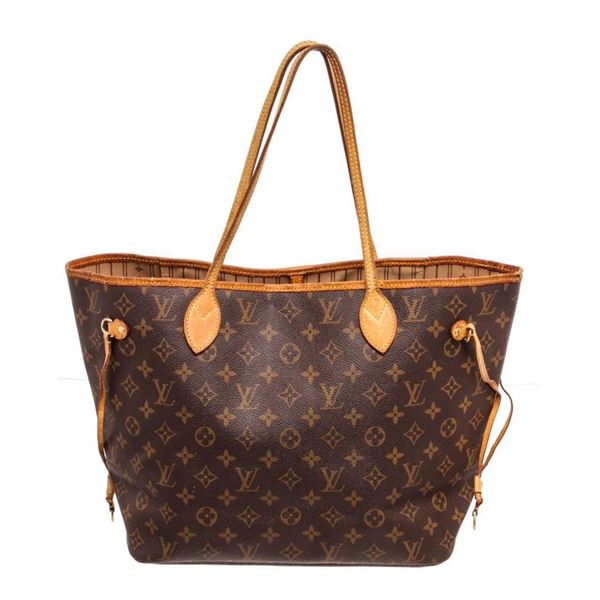 Louis Vuitton Monogram Canvas Leather Neverfull MM Tote Bag