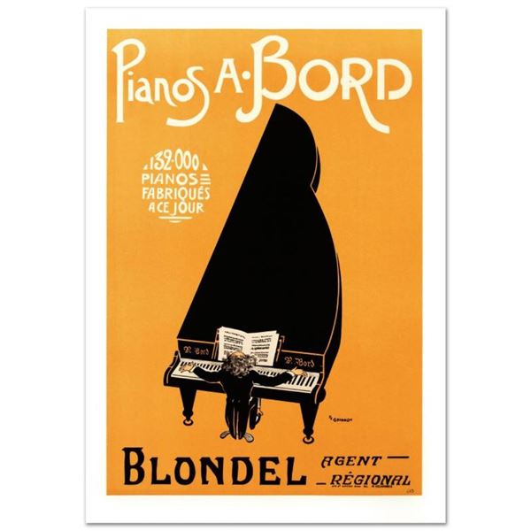 RE Society, "Pianos A Bord" Hand Pulled Lithograph, Image Originally by P.F. Gri