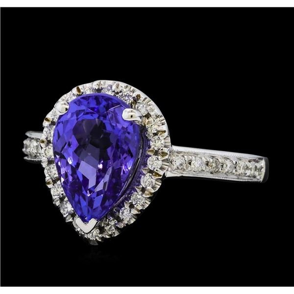 3.50 ctw Tanzanite and Diamond Ring - 14KT White Gold