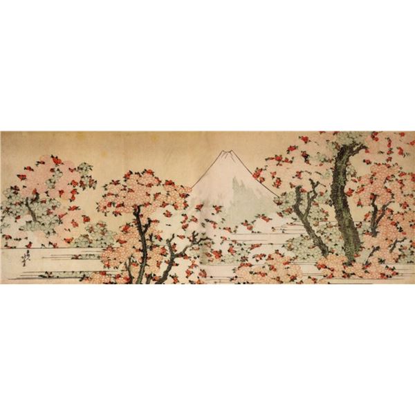 Hokusai - Mount Fuji Behind Cherry Trees and Flowers