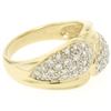 Image 3 : 14k Yellow Gold 0.75 ctw Pave Round E VS Diamond Cluster Puffed Band Bypass Ring