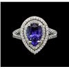 Image 2 : 1.75 ctw Tanzanite and Diamond Ring - 14KT White Gold