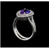 Image 4 : 1.75 ctw Tanzanite and Diamond Ring - 14KT White Gold