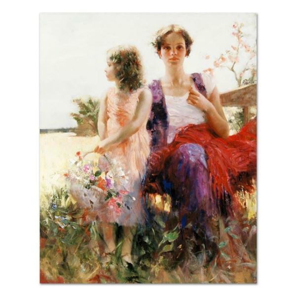 Pino (1939-2010), "Flower Basket Revisited" Artist Embellished Limited Edition o