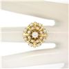 Image 4 : Estate 14k Yellow Gold 3 Tier 17 Pearl Snowflake Burst Cluster Cocktail Ring