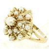 Image 5 : Estate 14k Yellow Gold 3 Tier 17 Pearl Snowflake Burst Cluster Cocktail Ring