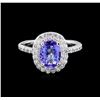 Image 2 : 1.78 ctw Tanzanite and Diamond Ring - 14KT White Gold