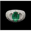 Image 2 : 14KT White Gold 2.50 ctw Emerald and Diamond Ring
